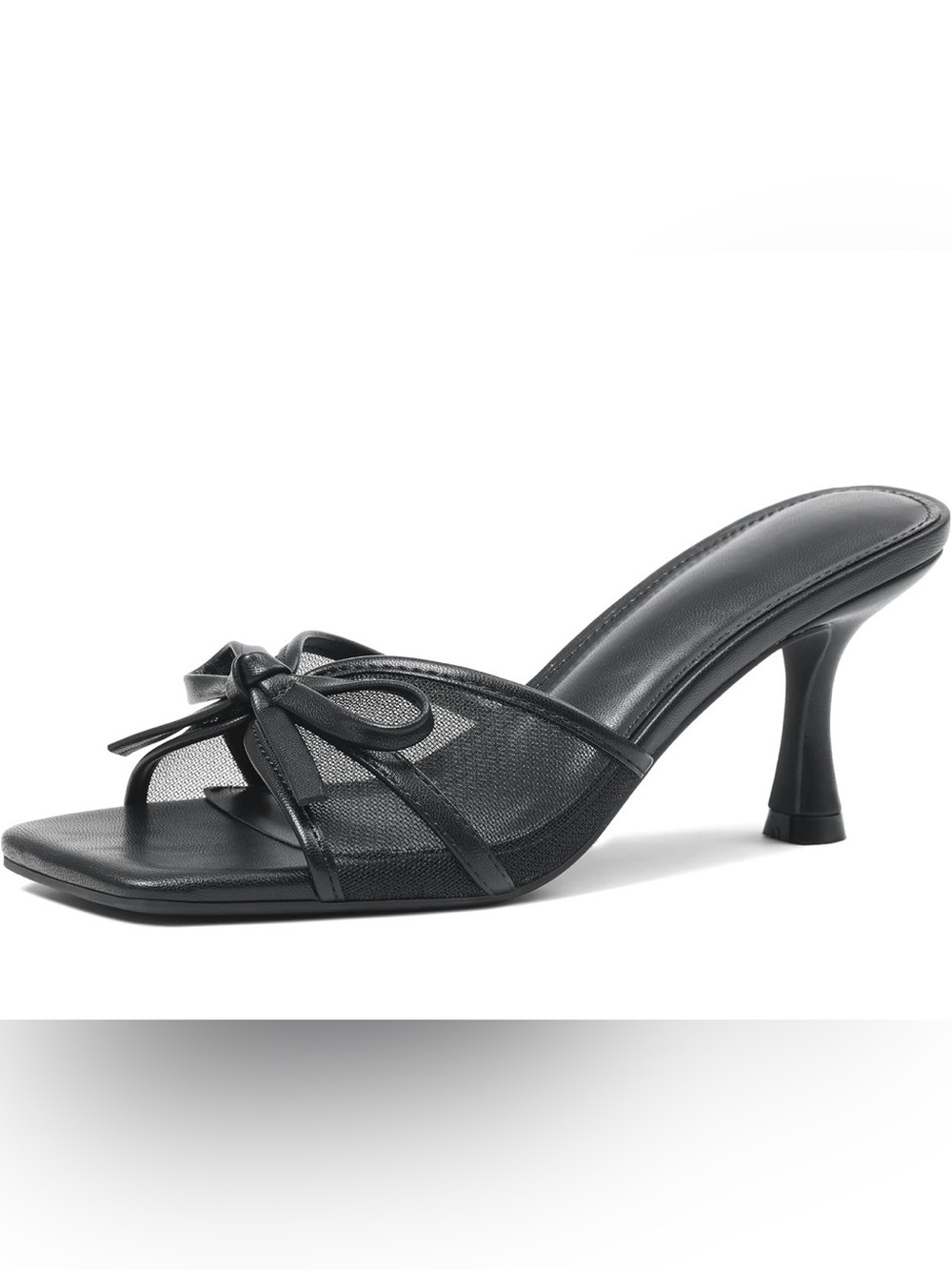 Amazon Women's Black Mesh Bow Heel Mule